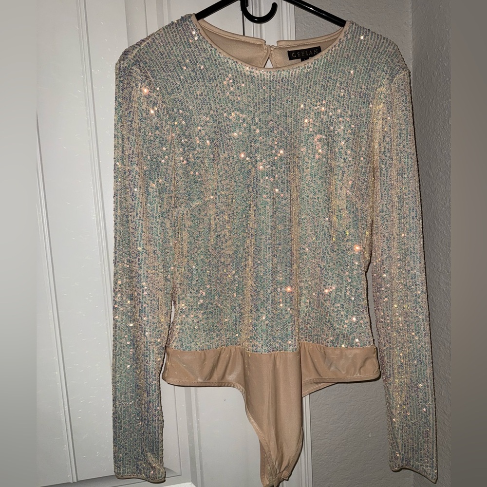 Cefian Sequin Bodysuit Size Large